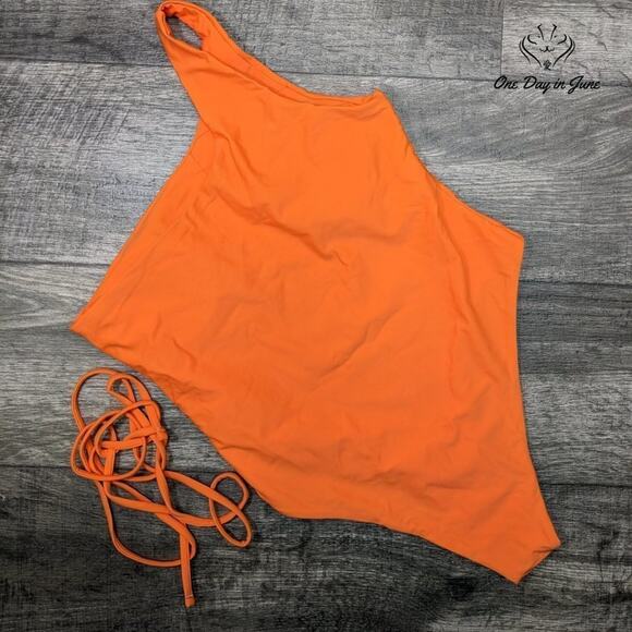 Amzbrly One Shoulder Removable Tie Strap One Piece Swimsuit Size L - Picture 2 of 2